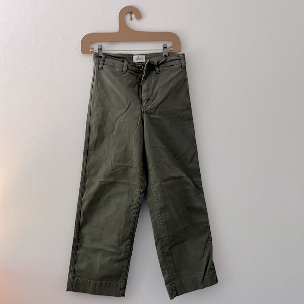 Marine Layer Bridget Crop Pants, Olive, Size 2